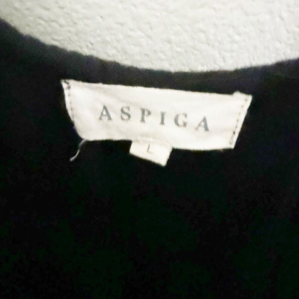 ASPIGA | Frankie Midi Dress Organic Cotton Black Ruffle Strap Gold | Size Large - Picture 8 of 13